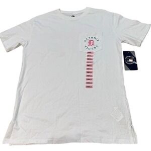 Majestic MLB Detroit Tigers White Pocket T-Shirt Pink Roses Floral Small NWT